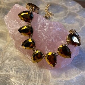 J. Crew Gold Tone Glass Rhinestone Statement Necklace